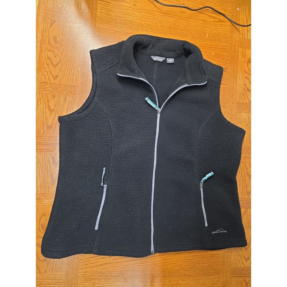 Eddie Bauer Vest WOMEN'S XXL Sleeveless Full Zip Outdoor Black Fleece
